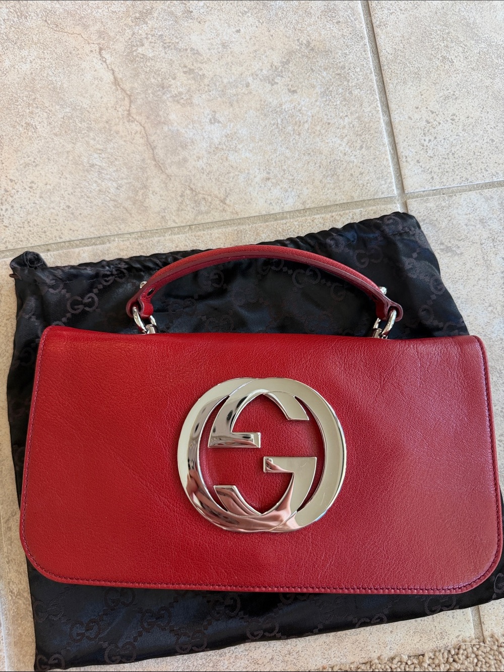 Gucci Cinnamon Red Leather Blondie Flap